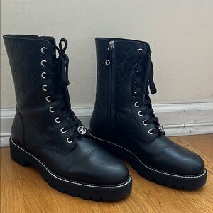 Louis Vuitton Black Combat Moto Boots with Chunky Sole